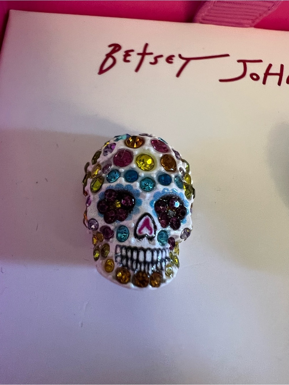 Betsey Johnson Multicolor Crystal Sugar Skull Stud Earrings - Picture 8 of 16
